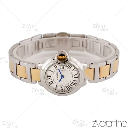 ساعت کارتیر زنانه مدل بالن بلو دورنگ طلایی 104544