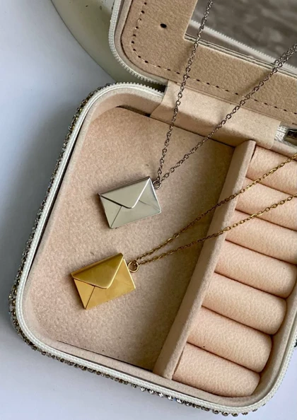 گردنبند پاکت نامه love you استیل