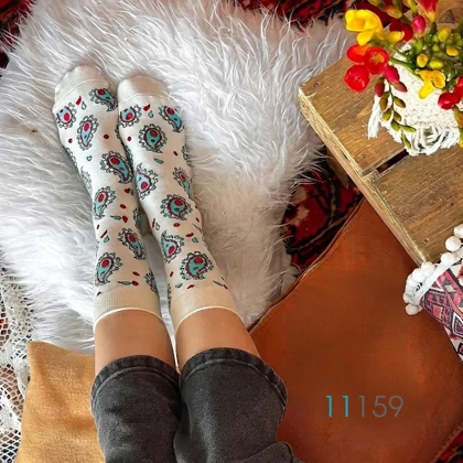 جوراب ساق‌دار آنتی باکتریال طرح بته جقه