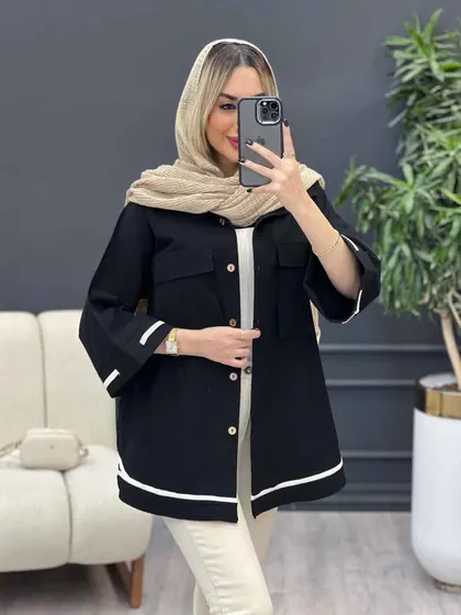 مانتو نوار دوزی دو جیب