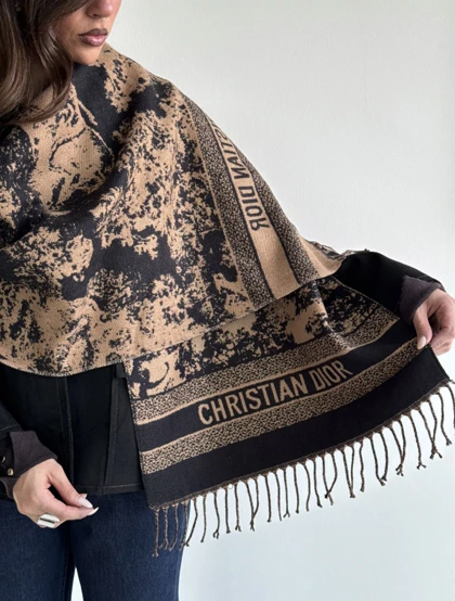 شال وارداتی دیور کرم مشکی کد 400