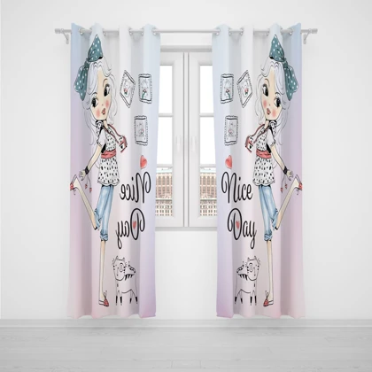 پرده پانچی اتاق کودک برند مینوریا طرح دخترانه کد p-550