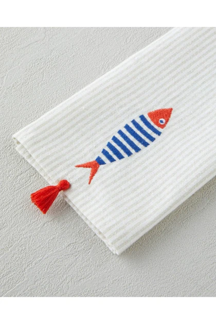 دستمال خشک‌کن آشپزخانه English Home مدل Bubble Fish پنبه‌ای - نارنجی