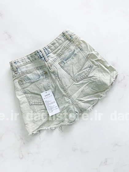 شورتک کوتاه جین زاپ‌دار پاچه پاکتی