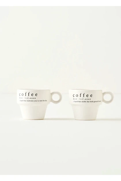 ست فنجان اسپرسو Bella Maison مدل Coffeeaholic سرامیکی - مشکی