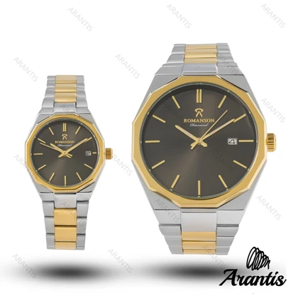 ساعت ست رومانسون طلایی سیلور صفحه قهوه ای s-10070