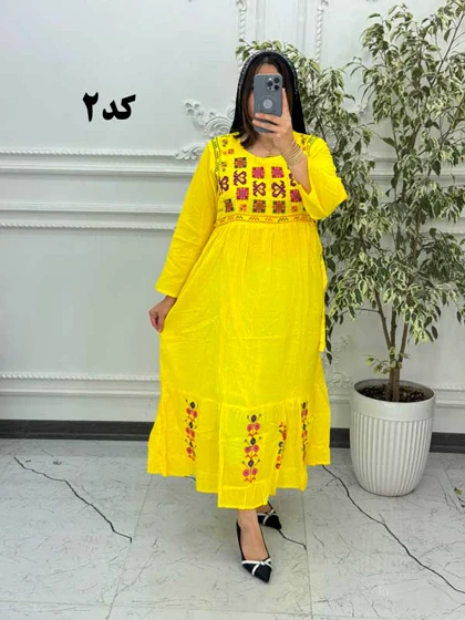 پیراهن آستین بلند گلدوزی گلناز 6069