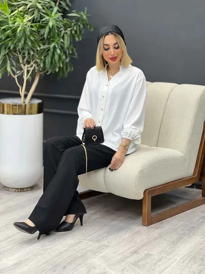 شومیز ساده جلو دکمه