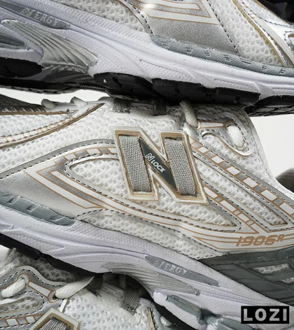 کفش کتانی سفید طوسی طلایی Newbalance 1906R