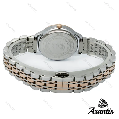 ساعت الکسا 0108 زنانه دورنگ رزگلد نقره ای صفحه سفید w-10115