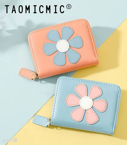 کیف پول و جاکارتی زنانه زیپ‌دار Taomicmic تائومیک میک طرح گل درشت