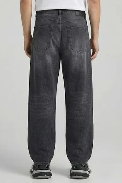 شلوار بگ مردانه ذغالی سنگشور جین باکیفیت MB322