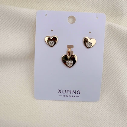 نیم ست قلب تخت نگین‌دار ژوپینگ بدون زنجیر