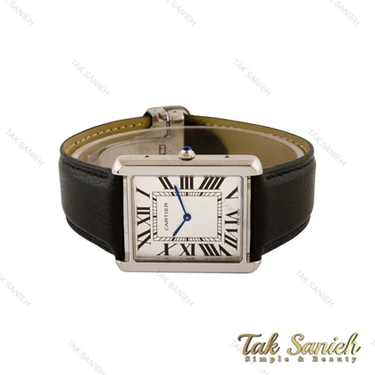 ساعت کارتیه تانک مردانه سیلور بند چرم مشکی Cartier-5269-G