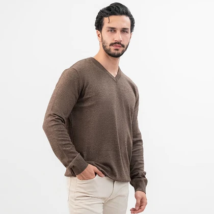 پلیور بافت اسلیم فیت یقه هفت مردانه - 03252357