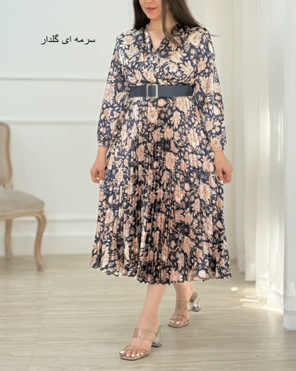 پیراهن مجلسی ساتین ( دامن پلیسه ) کد محصول 934