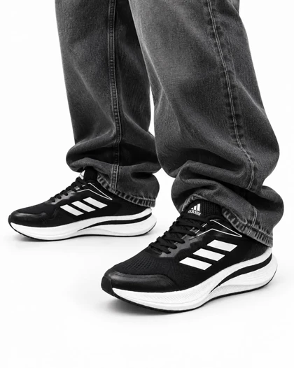 کفش کتانی مردانه بزرگ پا مدل آدیداس زیره بست مشکی سفید ADIDAS