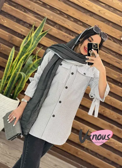 مانتو راه راه آستین کش