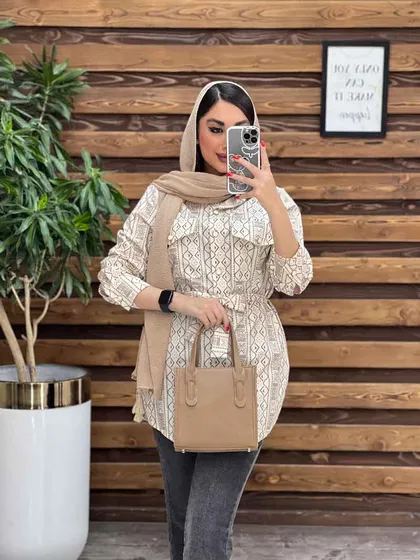 مانتو طرح دار کمردار