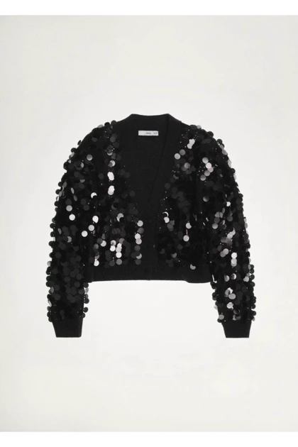 ژاکت کش باف پشمی زنانه اورجینال منگو mango