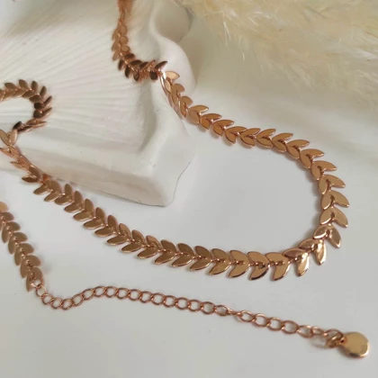 گردنبند زنانه طرح برگ و گندم