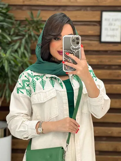 مانتو لینن گلدوزی آستین ریش