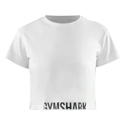 کراپ آستین کوتاه ورزشی زنانه جیم شارک مدل PB-4L1188 سفید