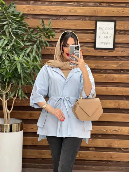 مانتو دکمه مخفی بغل جیب