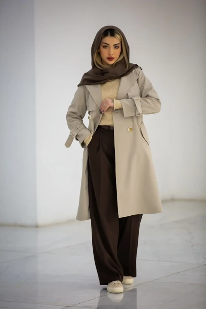 بارانی سانتانا دکمه دوبل بلند New