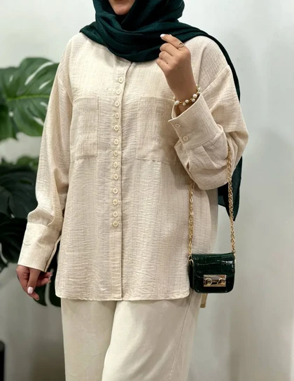 تونیک مانتویی دکمه دار شمیم