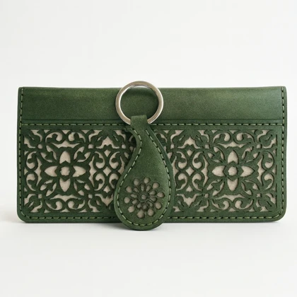 ست کیف پول و جاکلیدی چرم زنانه مدل آژین