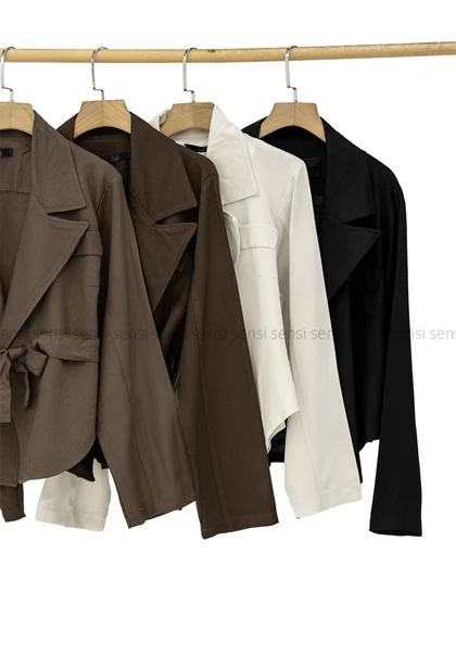 کت یقه انگلیسی کمربندی کد1005465