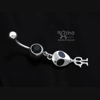پیرسینگ ناف آویز نقره ای ضد حساسیت طرح الین