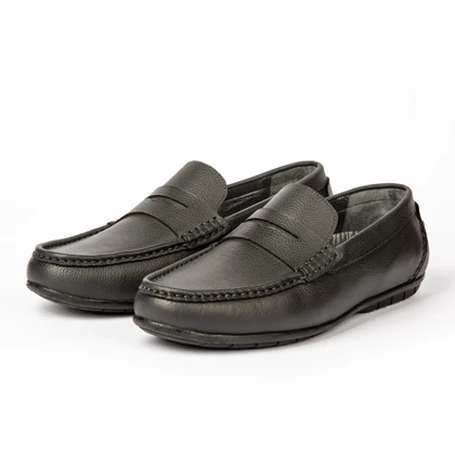 کالج مردانه چرم طبیعی مدل شایاس چرم (فلوتر - طوسی تیره)