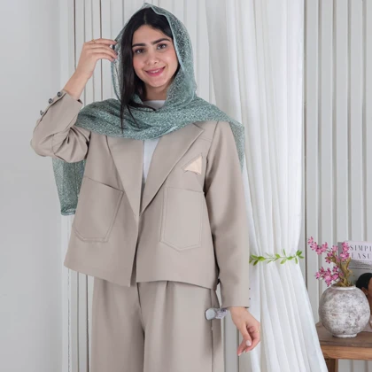 ست مانتو شلوار یقه ساتن MP