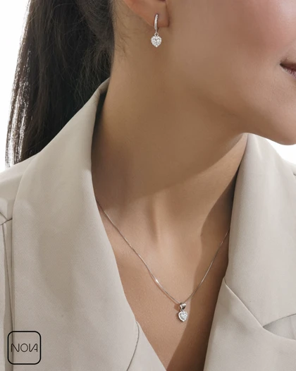 نیم ست نقره قلب کد 651227