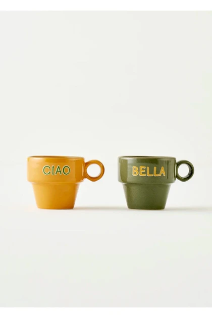 فنجان اسپرسو دو نفره سرامیکی Bella Maison مدل Line - چندرنگ