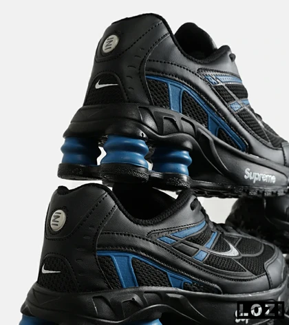 کفش کتانی مردانه مشکی آبی نایک NIKE x SUPREME shox ride 2