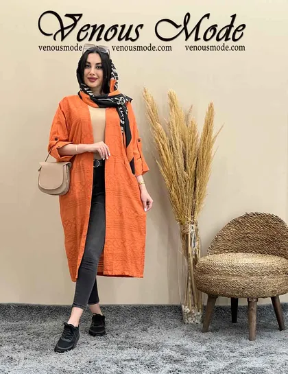 مانتو کتیبه آستین دکمه دار