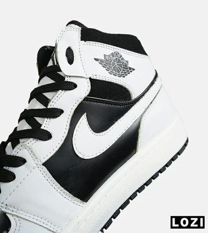 کفش کتانی مردانه و زنانه ساق‌دار سفید مشکی NIKE jordan 1 مدل 8481