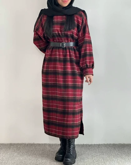 کفتان پشمی چهارخونه چری کد 4483