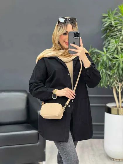 مانتو کتان دو جیب پایین