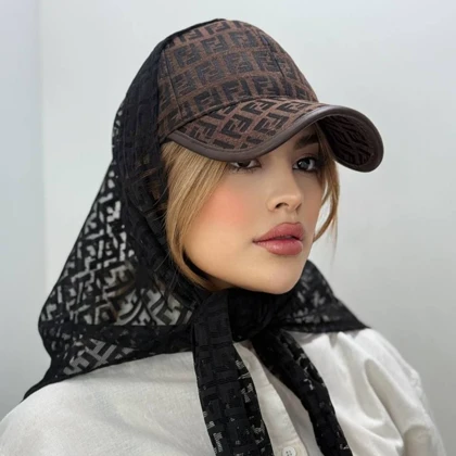 کلاه بیسبالی فندی لبه چرم