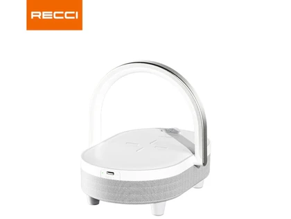 اسپیکر بلوتوث و شارژر وایرلس قابل حمل 4 در 1 دارای چراغ رسی Recci RLS-L16 4-in-1 Speaker and Wireless Charger 15W
