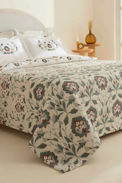 سرویس روتختی دو نفره Karaca Home مدل Oliveto پنبه و پلی‌استر - سفید