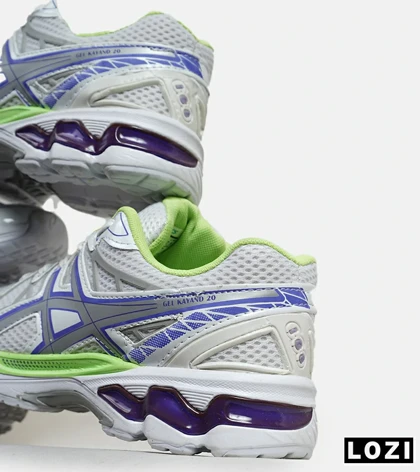 کفش کتانی مردانه سفید بنفش لیمویی ASICS KAYANO 20