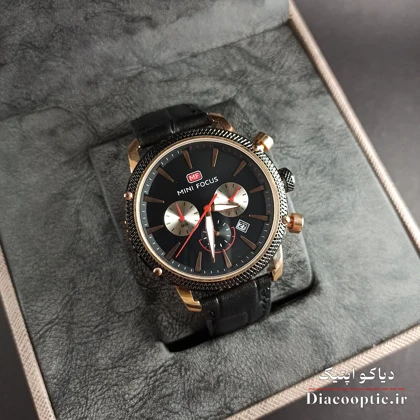 ساعت مچی مردانه اورجینال موتور ژاپنی برند مینی فوکوس سه موتور مدل Mf0010G.01 بند چرم