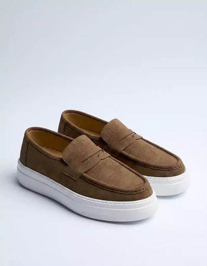 کفش پنی لوفر شکلاتی ZARA