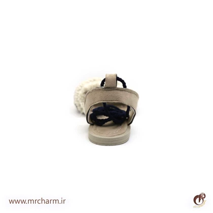 ست صندل و کیف دست بافت سفید سرمه ای mrc2416-01