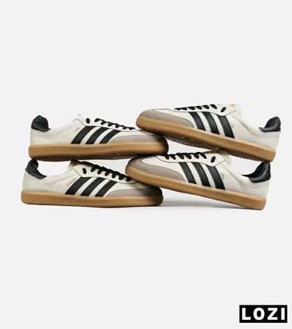 کفش کتانی مردانه زنانه کرم مشکی مدل 7300 ADIDAS Samba